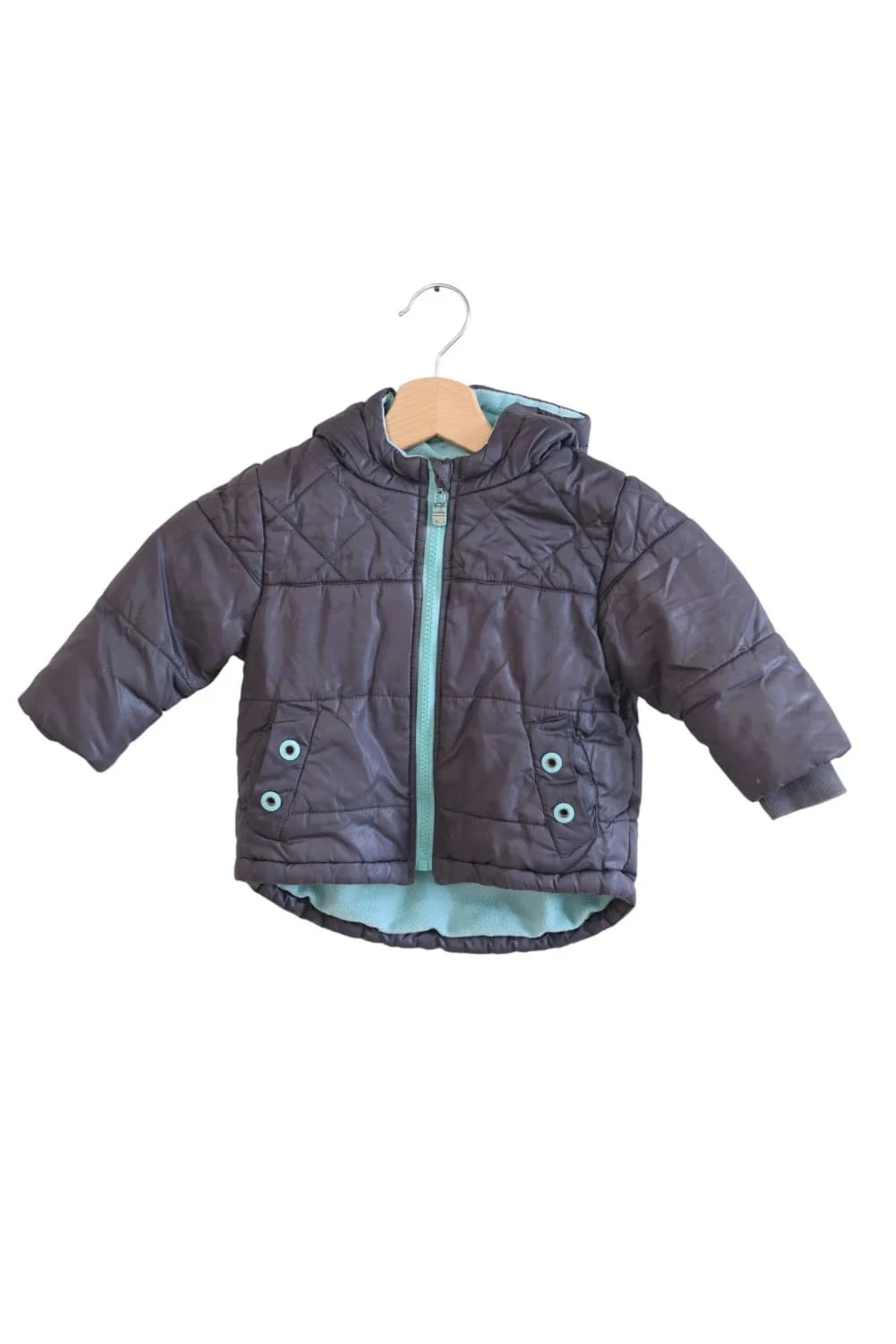 Manteau marron/menthe Verbaudet 12 mois